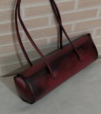 Women's leather shoulder bag, hand-stitched cowhide patina Luxo – burgundy, casual and formal style